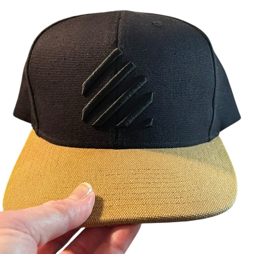 Vivint Clothing Brand Snapback Baseball Hat/Cap, Black/Tan, Adjustable